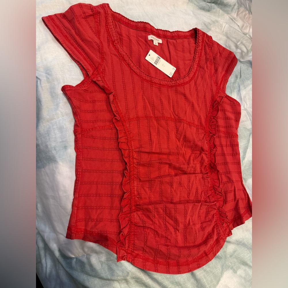 Anthropologie Scarlet Ruffle Trim Tee